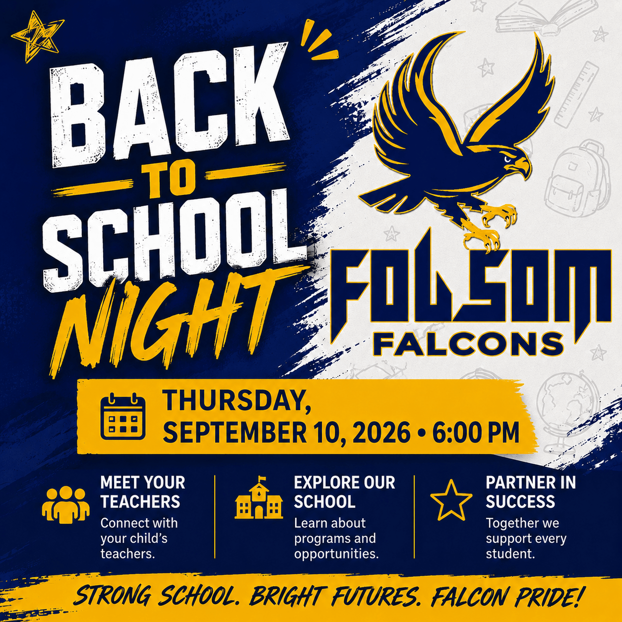 Back to School Night Thursday Sept. 10th. at 6:00 PM